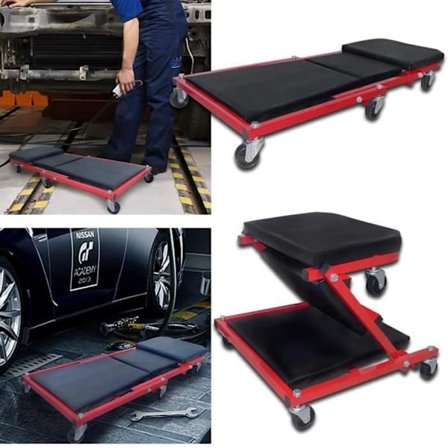 Mechanic Visit Trolley - UISEBRT - Vikbar 2 i 1 - 360° svängbara hjul - Max belastning 150 kg - Svart