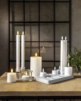 LED lys mix Flamme 11 stk. + ladeplade Hvid