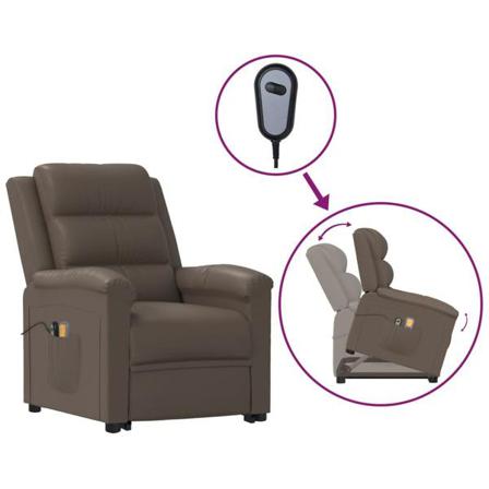 Vidaxl Massagefåtölj Med Uppresningshjälp Grå Konstläder Grå