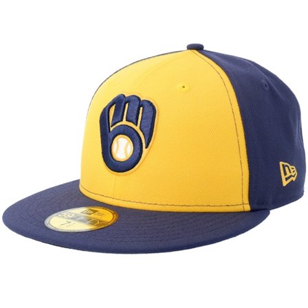 New Era - Amarillo fitted Gorra - Milwaukee Brewers Acperf Alt 2020 Yellow/Navy Fitted @ Hatstore