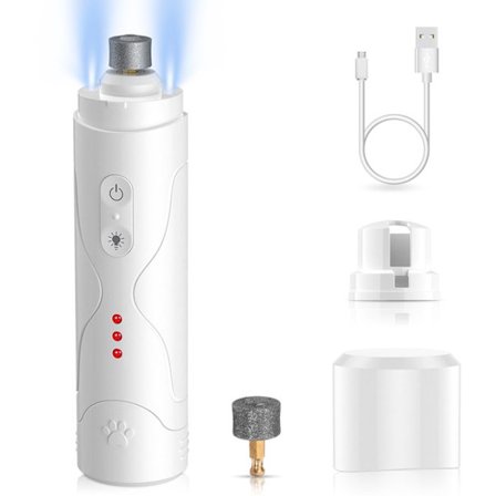 Elektrisk neglefil - hund negleklippere med LED-lys - elektriske negleklippere for hunder - USB-ladefunksjon