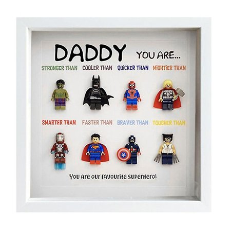 Superhelt Fotoramme Vegg Tegneseriefigur Kunstverk Familie Dekorasjon Farsdagsgave