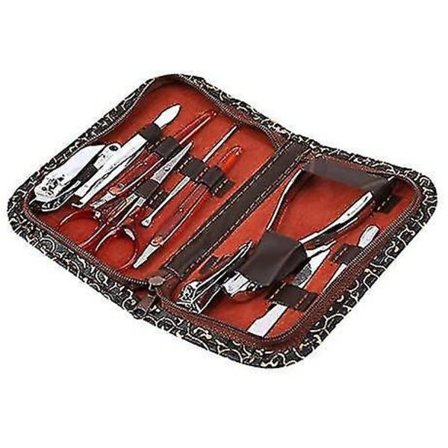 10 stk. Bærbar Manikyrsett i Rustfritt Stål - Negleklipper, Rensere