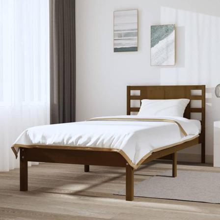 Vidaxl Sängram Honungsbrun Massiv Furu 100x200 Cm Brun
