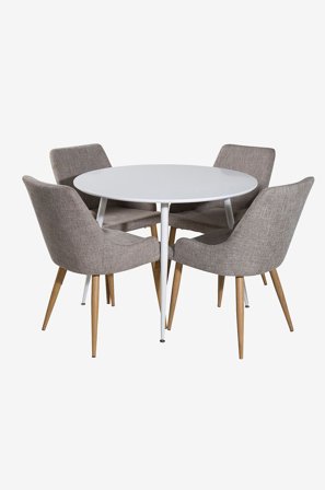 Venture Home - Spisebordssæt Plaza med 4 stole Plaza - Hvid - Spisebordssæt 4 personer - Fra Homeroom