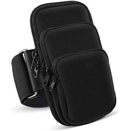 Løbe taske, Løbearmbånd, Sportsarmbånd, 3 lommer, Løbe telefon armbånd holder, Passer til næsten alle telefoner, Med nøglekort holder, Vandtæt