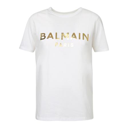 Balmain, Logo-print T-shirt Biały, Kobieta, Rozmiar: M