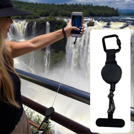 Tyverisikret telefonline med udtrækkelig stålline, bælteclips, karabinhage, universal anti-drop snor til rejser og vandreture (h})