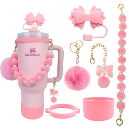 Stanley Cup Tilbehørssett med Perlekjede, Blomster Sugerør og Pom-pom