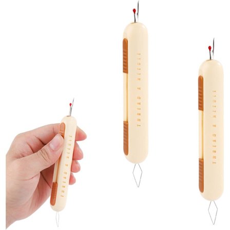 2-i-1 Nålträdare och Sprättare för Sömnad och Hantverk, Multifunktionell och Integrerad, Gul