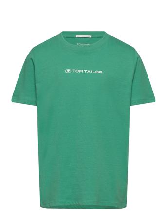 Printed T-Shirt Tops T-Kortærmet Skjorte Green Tom Tailor