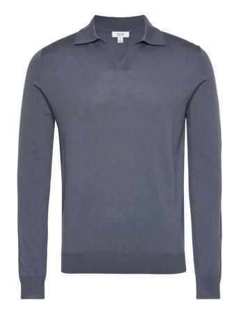Milburn Knitwear Long Sleeve Knitted Polos Marineblå Reiss*Betinget Tilbud