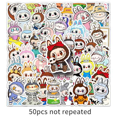 50 klistremerker søt tegneserie kanin alv gruppe vanntett dekorasjon mobiltelefon datamaskin klistremerker