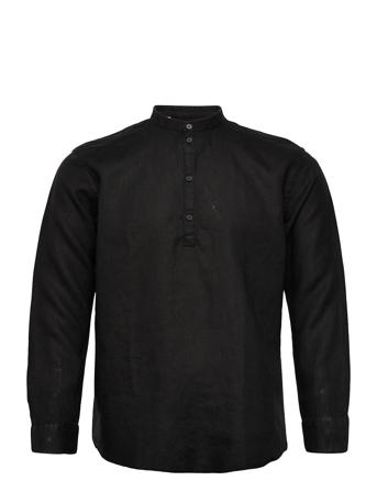 Slhregkylian-Linen Shirt Ls China B Black Selected Homme