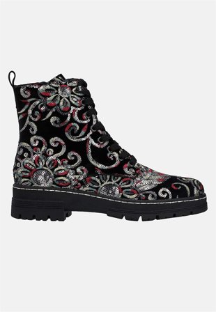 Rieker - Känga med paljetter - svart / mönstrad - för damer - 42 - Cellbes