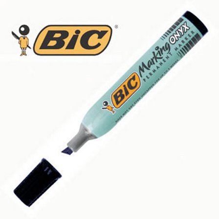 BIC Marking Onyx 1591, permanent märkpenna, mejselformad spets, 3,5–5,5 mm linjebredd, pennkropp i metall, svart - Lyreco - Kontorsmaterial - Pennor -