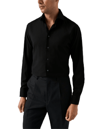 Eton Skjorta I Supima 120 Merinoull Slim Fit Skjortor Herr Svart 40