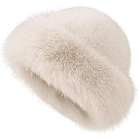 ING Dame fuskepelslue med semsket fôr, hodeomkrets 54-56 cm, luehøyde 18 cm, off-white