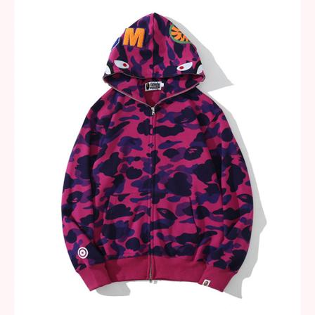 Ny casual med huvtröja för män med digitalt print med hajhuvud purple S
