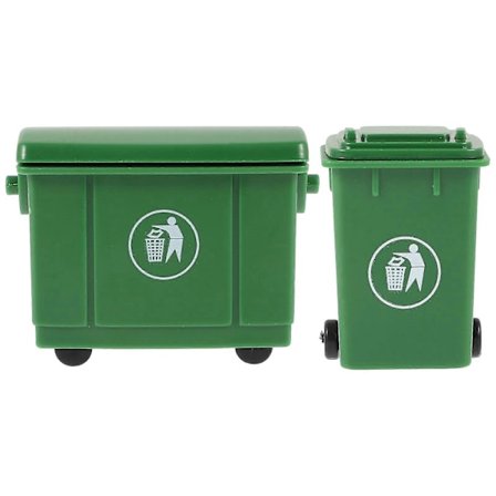 2 stk. Mini Skraldespand Model Dukkehus Affaldscontainer Miniature Sorteringsskraldespand Model