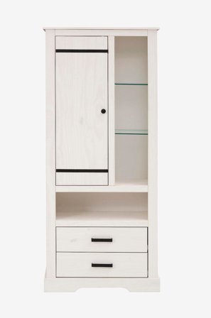 Loft24 - Vitrineskap Loki, 1 dør / 2 skuffer - Hvit - Skap - Fra Homeroom