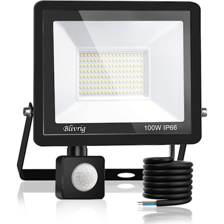 Ulkovalaistus Liiketunnistimella 100W, 10000LM Ulko-LED-Valokeila IP66 Vedenkestävä Tehokas Ulko-LED-Valokeila, Viileä Valkoinen (6000K) Puutarhaan