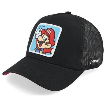 Capslab - Black trucker Czapka Z Daszkiem - Super Mario Bros Mario Black A-Frame Trucker @ Hatstore