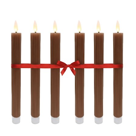 LED flammeløse keglelys, ægte voks, sæt med 6