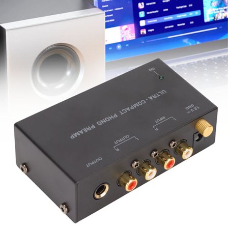 PP400 Phono pladespiller forforstærker Stereo RCA indgang RCA udgang pladespiller forstærker med uafhængig knapkontrol 100‐240V EU-stik