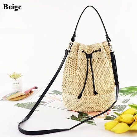 Dame Stor kapasitet halmbøttepose Sommer BEIGE