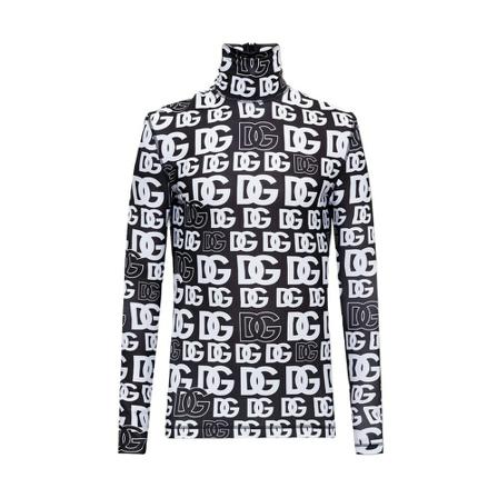 Dolce & Gabbana, Turtleneck sweater with logo Zwart, Heren, Maat:M