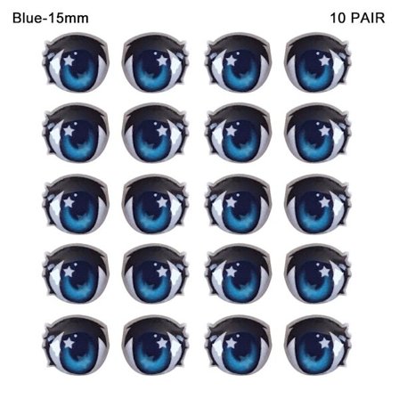 Sarjakuvasilmätarrat Anime-hahmo Nukke SININEN-15MM SININEN-15MM