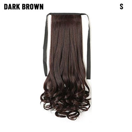 38-58 cm Medium Lang Parykk Wrap Around Hestehale MØRKEBRUN S dark brown S_YF