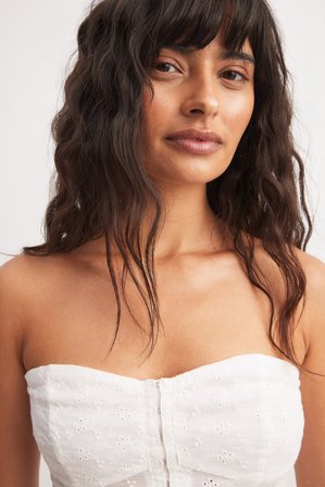 NA-KD Anglaise Corset Top - Sommertøj - Hvid - EU 42