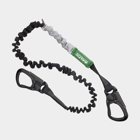 Veiligheidslijn Baltic Supreme, elastisch, 2 meter (uitgerekt), ISO 12401, 2 speciale karabijnhaken