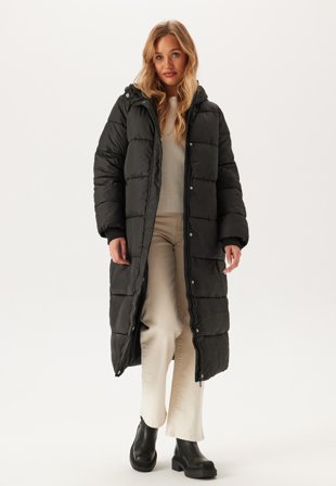 Pieces Pcmaddie Long Puffer Jacket Black Klær