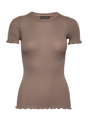 Cotton T-Shirt W/ Lurex T-shirts & Tops Short-sleeved Ruskea Rosemunde