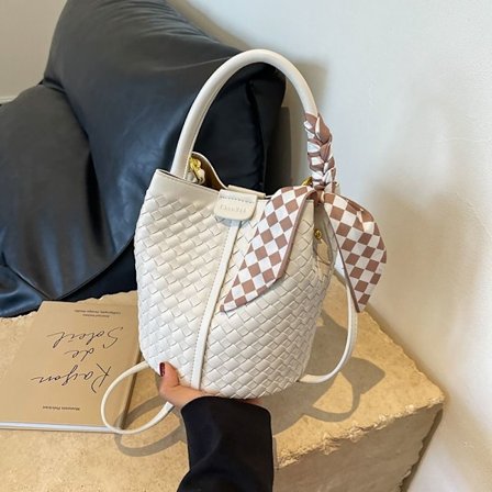 Vävd Bucket Bag Crossbody Bag VIT