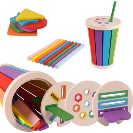 Aolso Montessori trælegetøj, sensorisk trælegetøj Baby penholder legetøj 1-3 år pædagogisk legetøjsgave til småbørn - sortering og sta