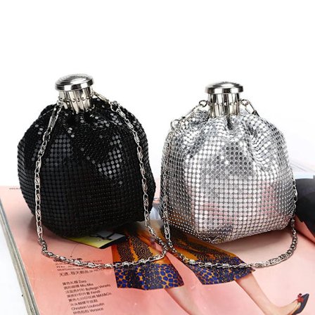 Women's Luxury Dinner Bag Shiny Sequin Party Bag Wine Bottle Small Hand Bag Aluminum Flake Rhinestone Coin Key Small Hand Bags
