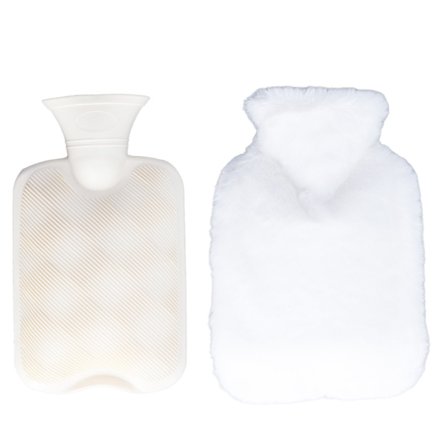 Varmtvandsflaske Dobbelt Indsætningslomme PVC-foring Vaskbart Betræk 1000 ml Kapacitet Varmtvandsflaske til Hjemmet Hvid