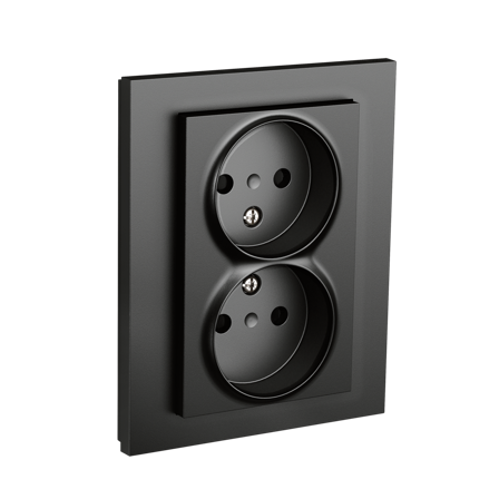 ELKO Plus Dobbel stikkontakt u/j Sort