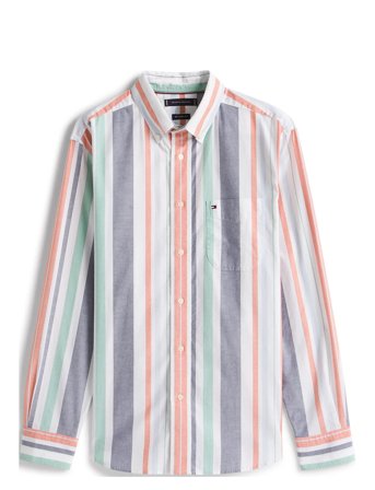 Lt Oxfd Regatta Stripe Rlx Shirt Patterned Tommy Hilfiger