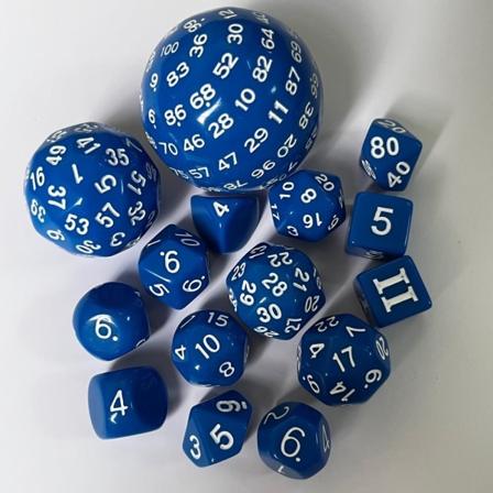 15 kpl Noppasetit Pelinoppaa SININEN blue