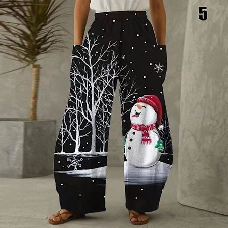 Jule-tema Nisser Print Vintage Afslappede Løse Bukser Med Lommer Til Kvinder Mænd