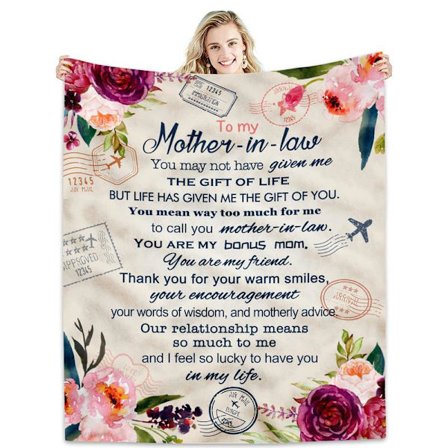 Present to mother-in-law from daughter-in-law: Blanket, birthday gift, Christmas/Mother's Day gift for mom, couch blanket (152 cm x 127 cm) yx