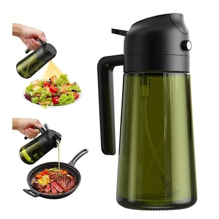 2-i-1 Oliespray & Dispenser – Mørk Glasflaske til Madlavning & Grilning Transparent