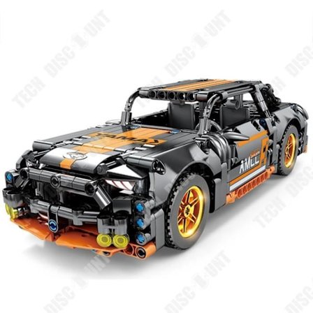 TD Building Blocks Dark Mustang Technology Delar Partikelmontering Pull Back Förmåga Träningsleksaker