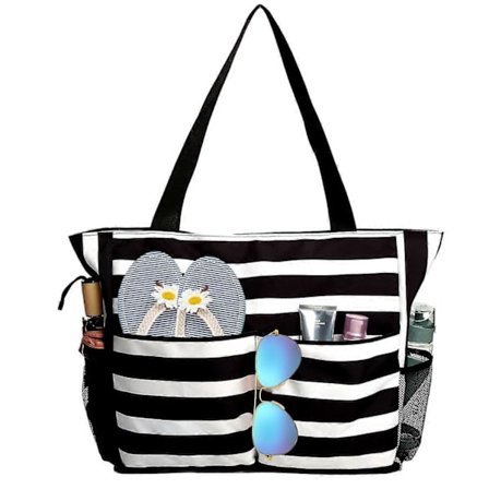 Extra Stora Strandväskor, Vattentät Strandväska med Dragkedja och Ficka