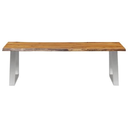 Vidaxl Bänk 140 Cm Massivt Akaciaträ Och Rostfritt Stål Brun